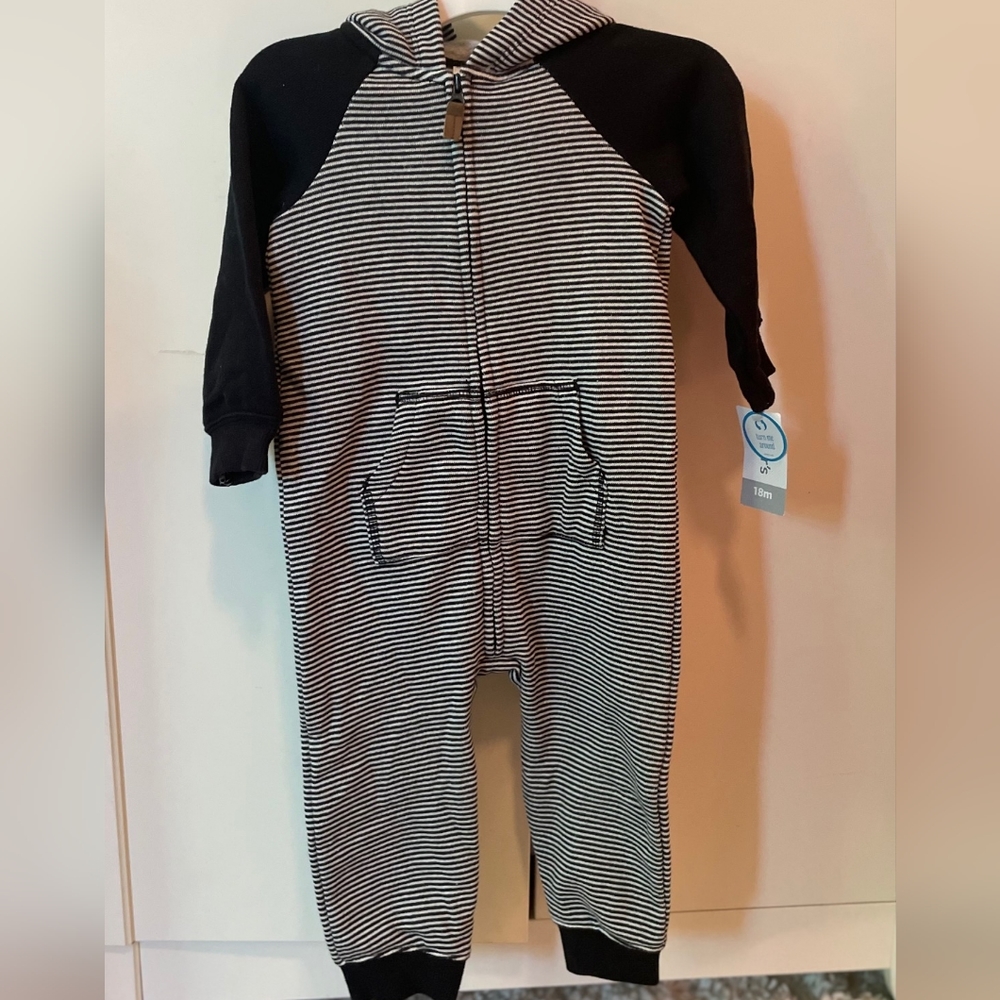 Carter's boys striped hooded onsie 18 months